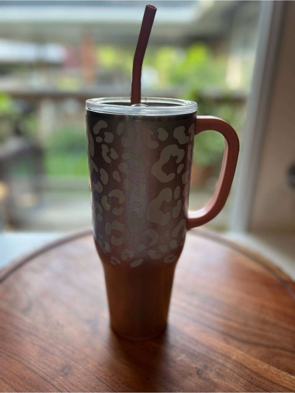 Swig Life Rose Gold 40 oz Travel Mug with Handle and Leopard Print Wrap